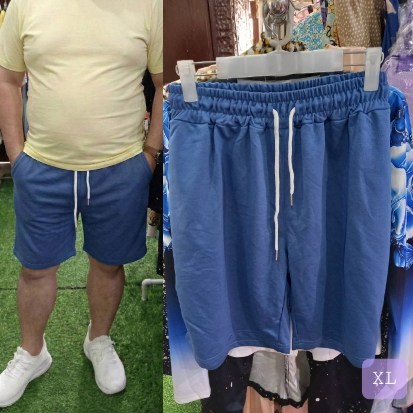 Men's Solid Blue Drawstring Athleisure XL Shorts - Everyday Casual Wear & Gym Apparel