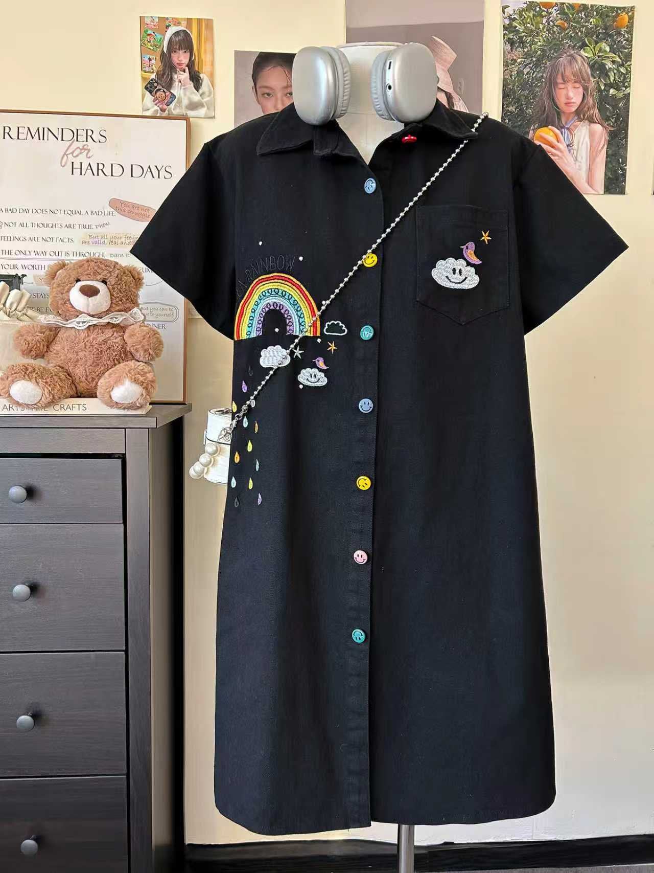 Pre-Order Korean Style Oversized Denim Button-Down Dress | Smartshop