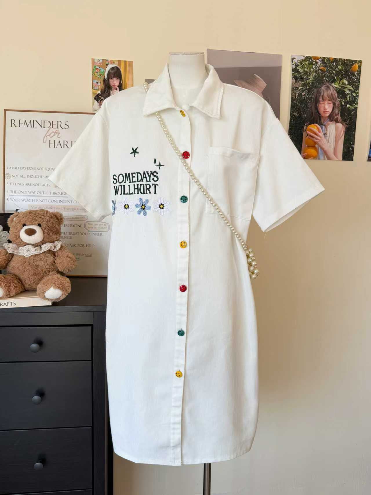 Pre-Order Korean Style Button-Down Denim Mini Dress  | Smartshop